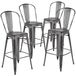 Flash Furniture 4 stuks barkrukken met rugleuning, metaal, 76 cm, zwart 4 stuks zilvergrijs