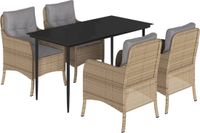 vidaXL 5-delige Tuinset met Kussens Poly Rattan Beige