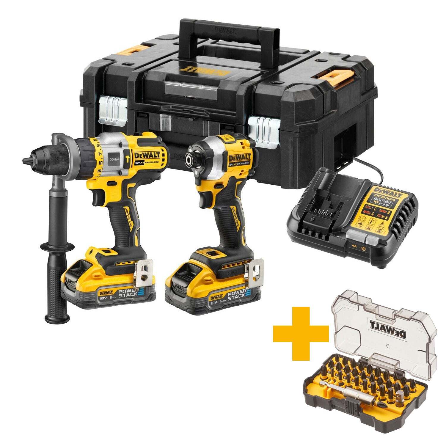 DeWALT DCK2052H2T Accu Combiset DCD805 + DCF850 Brushless 18V POWERSTACK 5.0Ah in TSTAK - 2-delig