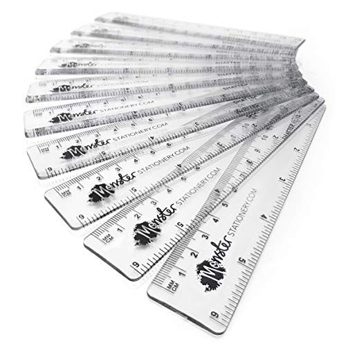 Monster Stationery - 6 Inch/ 15cm Transparante Linialen - Breukbestendig - Pack van 10 - Helder