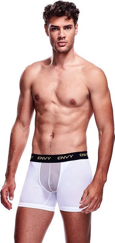 Envy witte boxer met pijpjes en transparante pouch