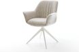 DELIFE Chaise de salle à manger Keila-Flex avec accoudoir piètement croisé large tissu tissé blanc beige pivotant à 360° fonction bascule