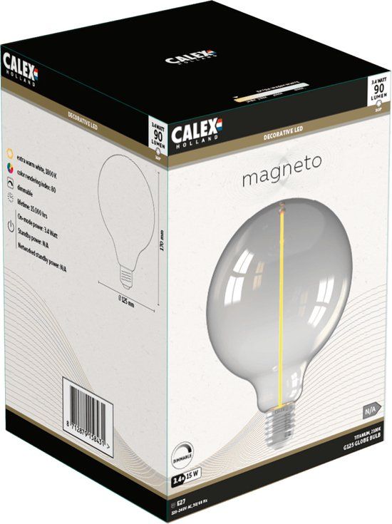 Calex Magneto LED Globe Lamp - E27 - 4W - 1800K - Dimmable