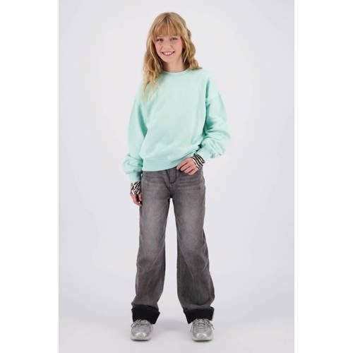 Raizzed sweater met print - mintgroen