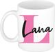 Bellatio Decorations Naam mok Lana - roze - wit - keramiek - 300 ml - cadeau beker