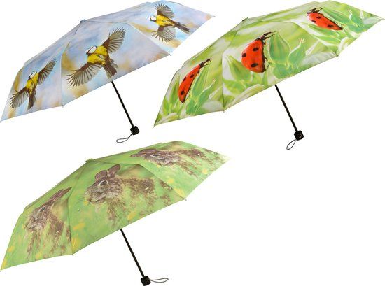 Opvouwbare paraplu met leuke print - rvs - 95 cm