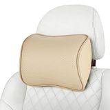 Aukee Nekkussen van traagschuim voor in de auto, zacht lederen hoofdsteun voor in de auto, thuis en op kantoor, beige (1 exemplaar)