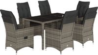 vidaXL 7-delige tuinset met kussens, grijs, polyrotan