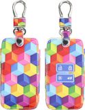 kwmobile autosleutel hoesje geschikt voor Renault 4-knops Smartkey autosleutel (alleen Keyless Go) - Autosleutel behuizing - Case in meerkleurig - regenboogblokken design