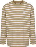 Hummel Gestreepte Lange Mouwen T-shirt Kinderen Katoen Unisex Beige 5 Jaar