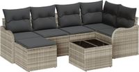 vidaXL Tuinbank Set Lichtgrijs Polyrattan