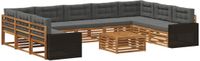 vidaXL Hoek loungeset 9 zitplekken Natuurlijk en Antraciet Acacia hout