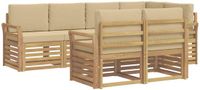 vidaXL - Buiten - bank - set - 7 - st - Wit - en - Beige - Polyester