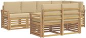 vidaXL - Buiten - bank - set - 7 - st - Wit - en - Beige - Polyester