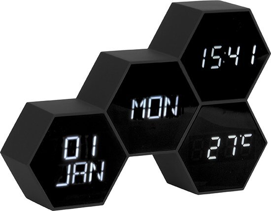 Karlsson Alarm clock Six in the Mix black wood painted