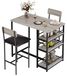 Ensemble de table de salle à manger pour 2 personnes - Ensemble de salle à manger 3 pièces - Table avec 3 compartiments de rangement - Cadre en métal - Plateau en bois épais - Chaises avec revêtement en polyuréthane - Gris