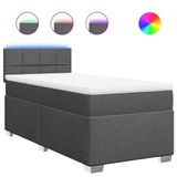 vidaXL Boxspringbed met matras, donkergrijs, 90x200 cm, gestoffeerd