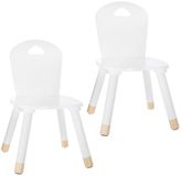 Atmosphera Kinder stoeltje - 2x - ivoor wit - hout - D30 x H50 cm - bijzet stoeltjes