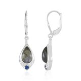 Cavill - Elegante Oorbellen 925 Sterling Zilver met 3,6 ct Blauwe Labradoriet en 0,14 ct Blauwe Saffier - Druppelvorm - Luxe Dames Sieraden