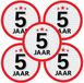 Bellatio Decorations 5 jaar leeftijd sticker - 10x - rond - Dia 15 cm - 5 jaar verjaardag - jubileum - leeftijd versiering