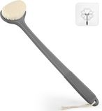 Merkloos / Sans marque Wan GmbH Rugschrobber Douche - Badborstel Lange Handgreep - Lichaamsreiniging - Anti-slip handvat - 17 inch - Grijs