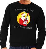 Bellatio Decorations Foute kersttrui - zwart - Santa Elvis has Left the Building - heren - Kerstman met gitaar M