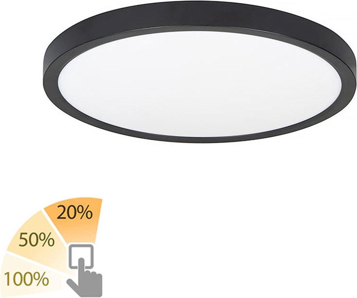 HighLight - Plafondlamp Piatto Ø 23,5 cm 3 step DIM zwart