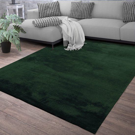 TT Home Vloerkleed Woonkamer Kortpolig Effen Modern Design Wasbaar Groen 120x170 cm