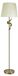 Lampadaire avec pied en cuir, abat-jour beige, douille E27, 162x38x38 cm