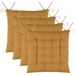 Stof Textile stoelkussens DUO - 4x - okergeel - 38 x 38 x 3.5 cm - touwtjes sluiting - zitkussens - binnen/buiten
