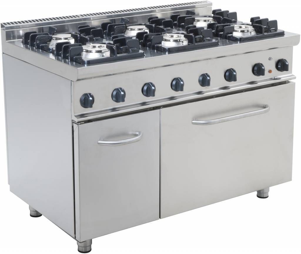 Saro Horeca Gasoven met 6 branders en elektrische oven - 4017337423095
