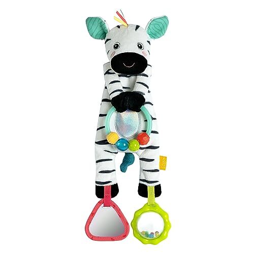 Fehn Bean Bag Zebra Motoriekspeelgoed met kralenring voor kinderwagen, kinderbed en babyzitje, granulaatvulling om te voelen en te grijpen, speelgoed voor baby's en kinderen vanaf 0+ maanden