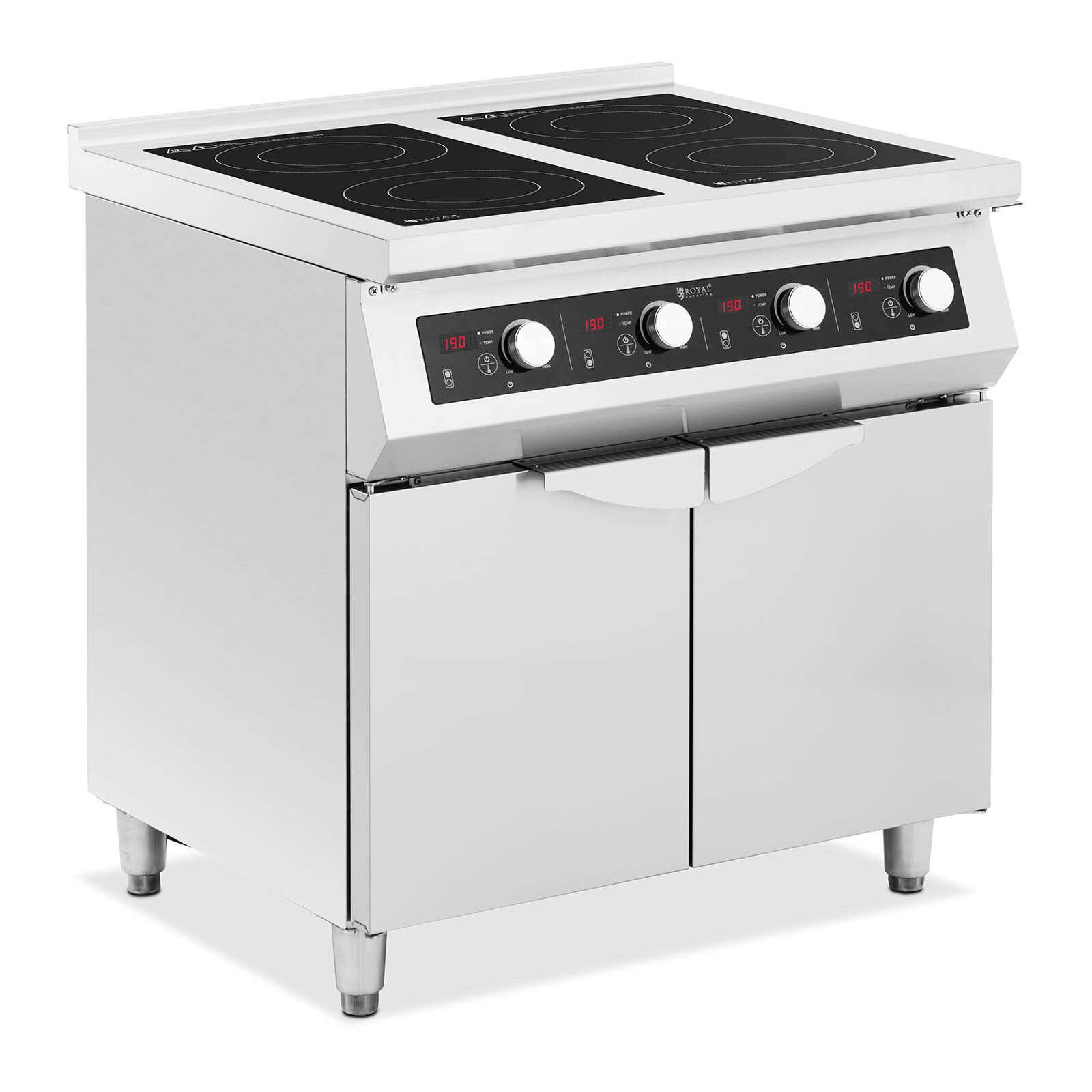 Royal Catering Inductiekookplaat - 17000 W - 4 kookoppervlakken - 60 - 240 °C - Opbergruimte -