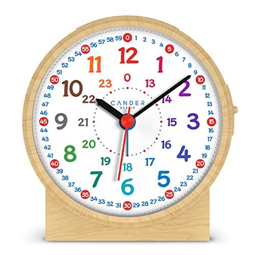 Cander Berlin MNU 1109 S kinderwekker - Houtlook - Geruisloos - Licht - Snooze - Tafelklok - Kinderkamer