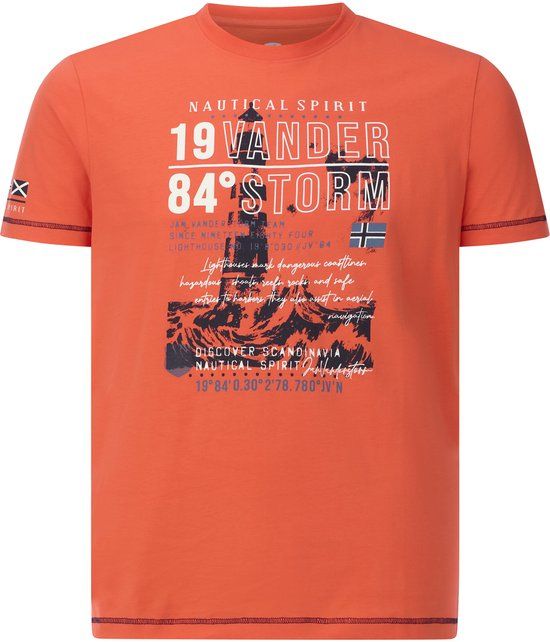 Jan Vanderstorm heren T-shirt - 76/78 - oranje - Plus Size