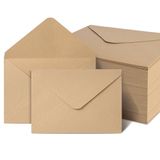 AiQlnu 100 stuks enveloppen van kraftpapier, 80 g/m², bruine vintage envelop met puntige flap, 12,5 x 17,5 cm, wenskaarten om te ontwerpen, afdrukken, uitnodigingen, verjaardagskaarten