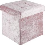 Intirilife Opvouwbaar krukje 30x30x30 cm in fluweel rosé