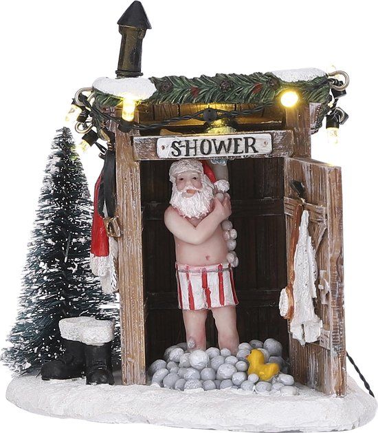 LuVille Kerstdorp Miniatuur Kerstman - L10 x B8,5 x H11 cm