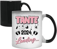 Mok met spreuk | Tante Loading 2024 | Beste tante cadeau mok | Koffiemok voor tante cadeau-idee | Cadeau voor de tante | Verjaardag Pasen Kerstmis (kleurveranderend)
