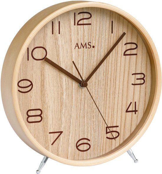 AMS 5118 Tafelklok zendergestuurd hout en mineraalglas 22 cm