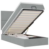 vidaXL Lit coffre avec matelas, Gris clair, 200x200 cm, Tissu