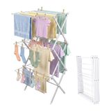 Relaxdays Opvouwbaar wasrek, 27 stokken, HxBxD: 115 x 53,5 x 52 cm, wit