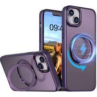 JAYM - Achterzijde behuizing voor mobiele telefoon - met roterende standaardring - geschikt voor MagSafe - thermoplastic polyurethaan (TPU) - paars - voor Apple iPhone 16 Pro Max