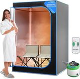 SereneLife Draagbare Sauna – Thuissauna Spa- 2-Persoons Stoomsauna Tent met 4L Stomer- 2 Opvouwbare Sauna Stoelen- Afstandsbediening-180 x 120 cm - Zwart
