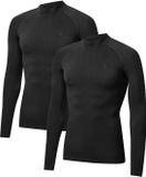DANISH ENDURANCE Lange Mouw Compressie Top Heren - Onderlaag Shirt - Ademend Mesh - 2-Pack - Zwart - Maat M