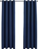 vidaXL Gordijn verduisterend met metalen ringen 2 st 140x175 cm blauw