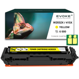 Evoke HP W2032X 415X Geel Toner met Chip - 6000 Pagina's