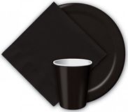 Haza-Witbaard Feestbordjes van karton - zwart - 80x stuks - Dia 23 cm