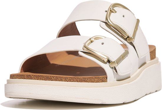 FitFlop Gen-FF Buckle Two-Bar Leather Slides - Women - Size 41 - White