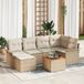 vidaXL Tuinbank Set met Kussen 7-delig Beige Poly Rattan